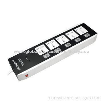 Universal Standard Power Strip, 4-socket Outlet, Individual Switch and Surge/Overload Protection